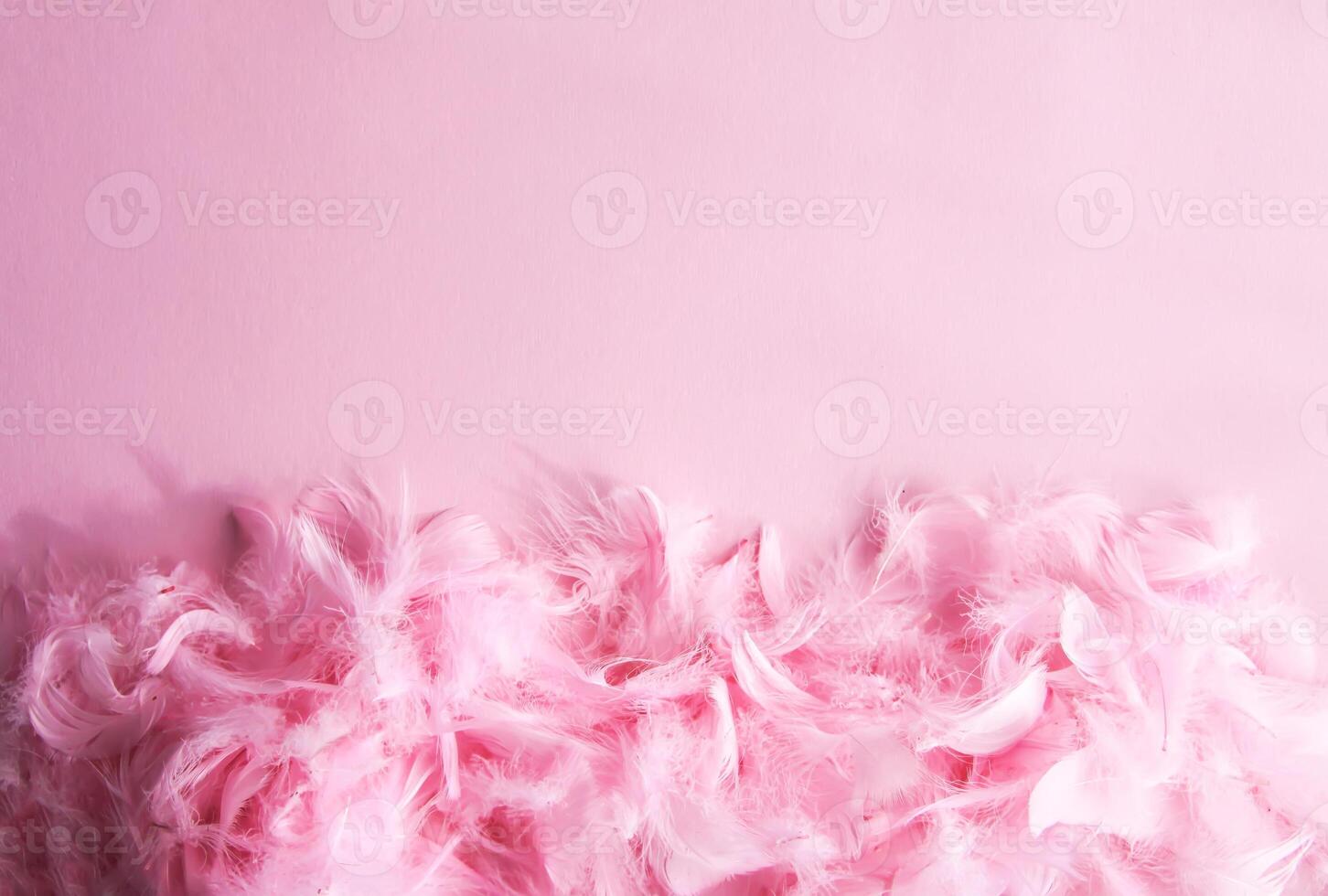 Easter composition with traditional decor of pink feathers. photo