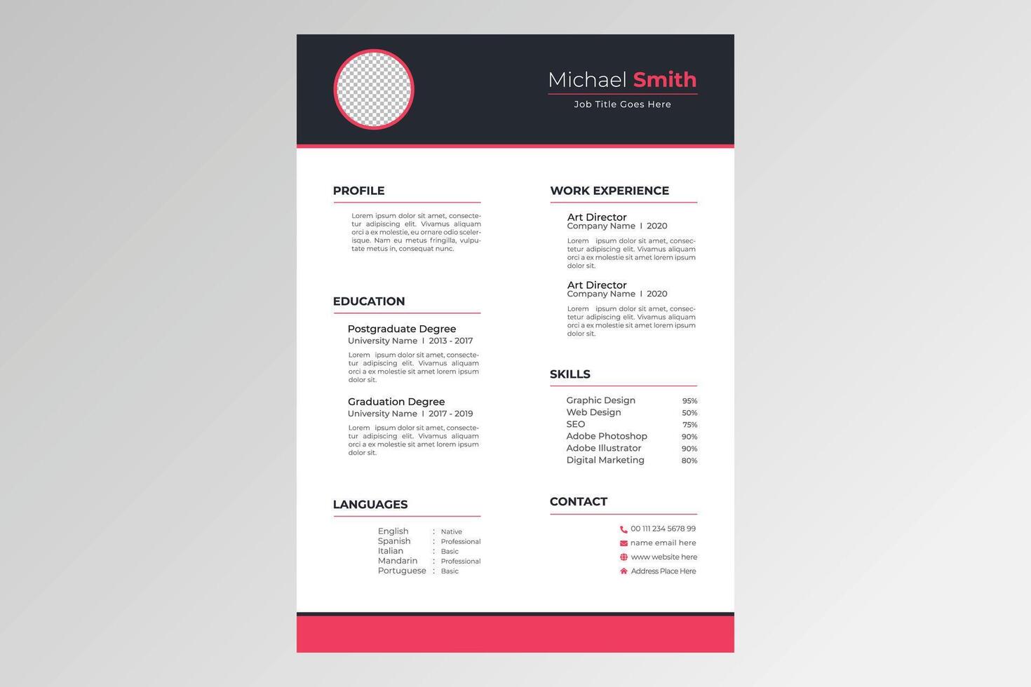 Minimalist Healthcare CV or Resume Design Template vector