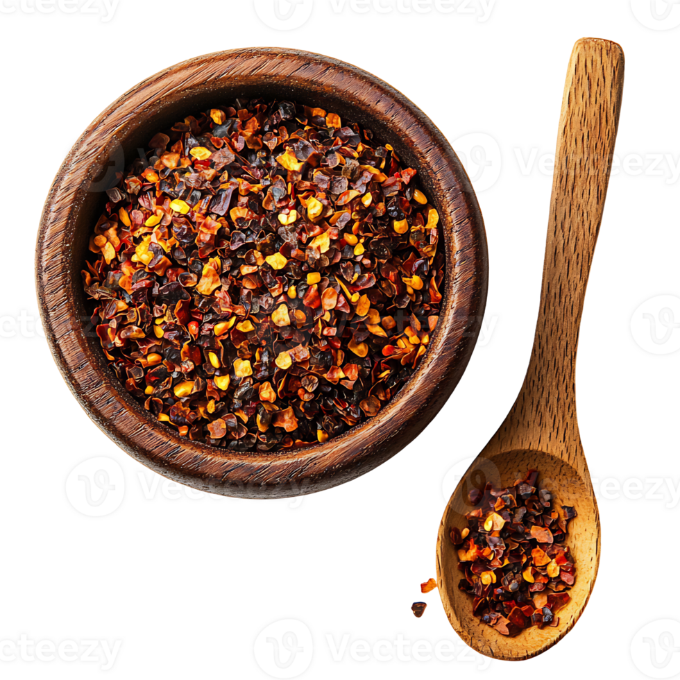 Colorful Homemade Spice Blend in Wooden Bowl on Kitchen Countertop png