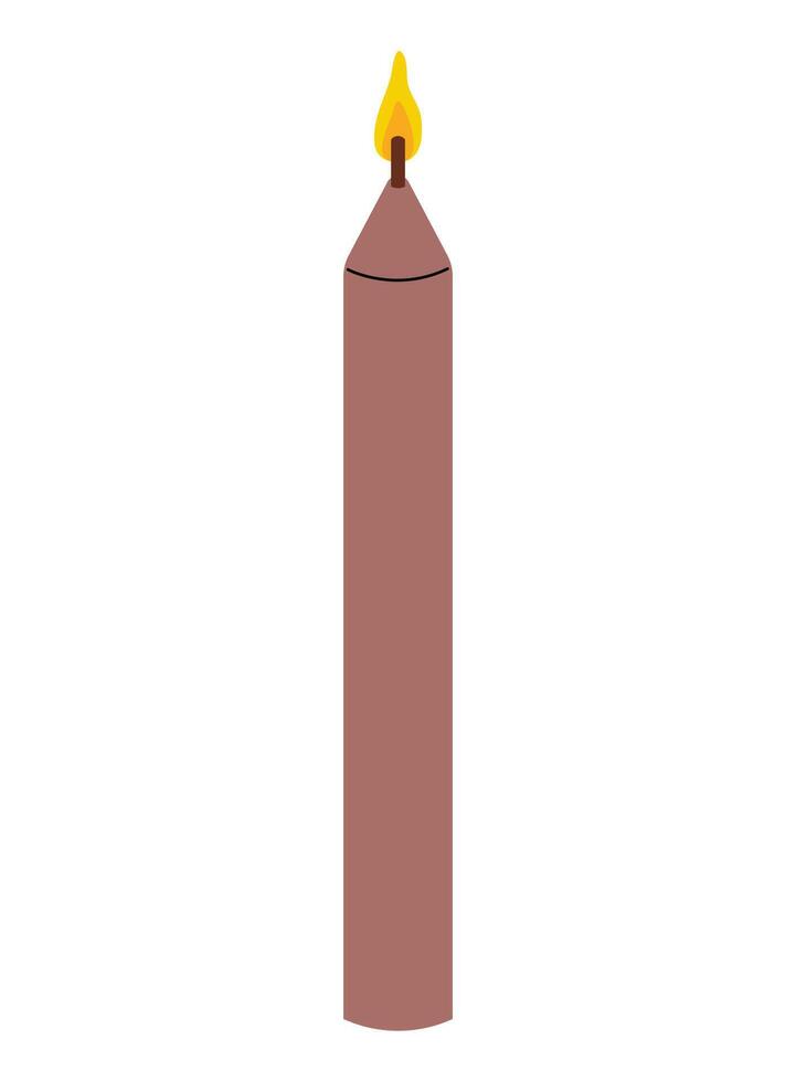 Candle with a warm flame burning brightly against a plain background vector