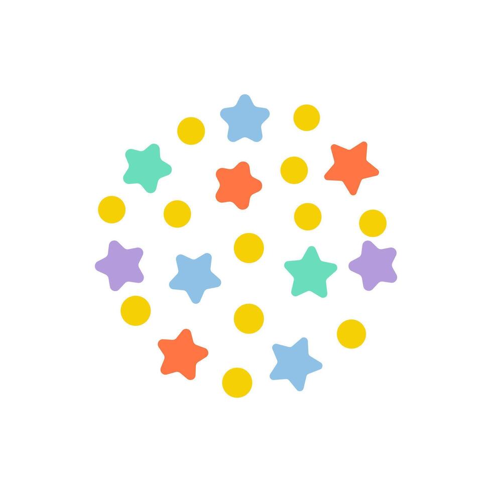 Colorful stars and dots create a playful pattern in a vibrant design vector