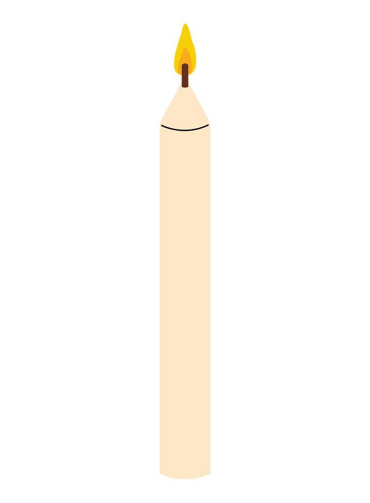 Candle with a yellow flame burning in a minimalistic style and simple design vector