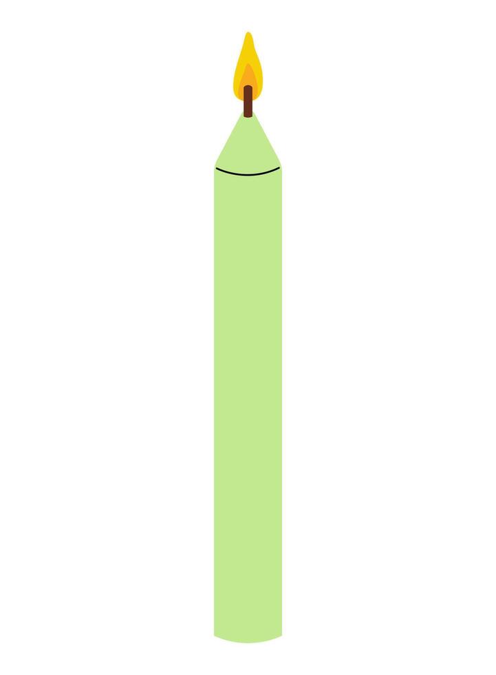 Simple green candle with a flickering flame in a calm setting vector