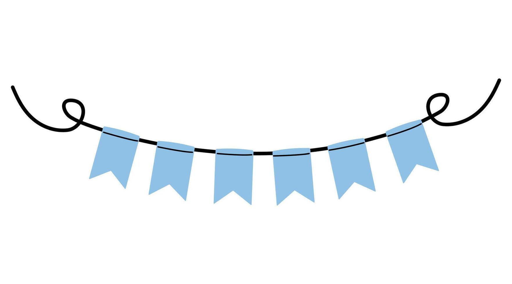 Decorative blue banners hanging on a black string for a celebration vector