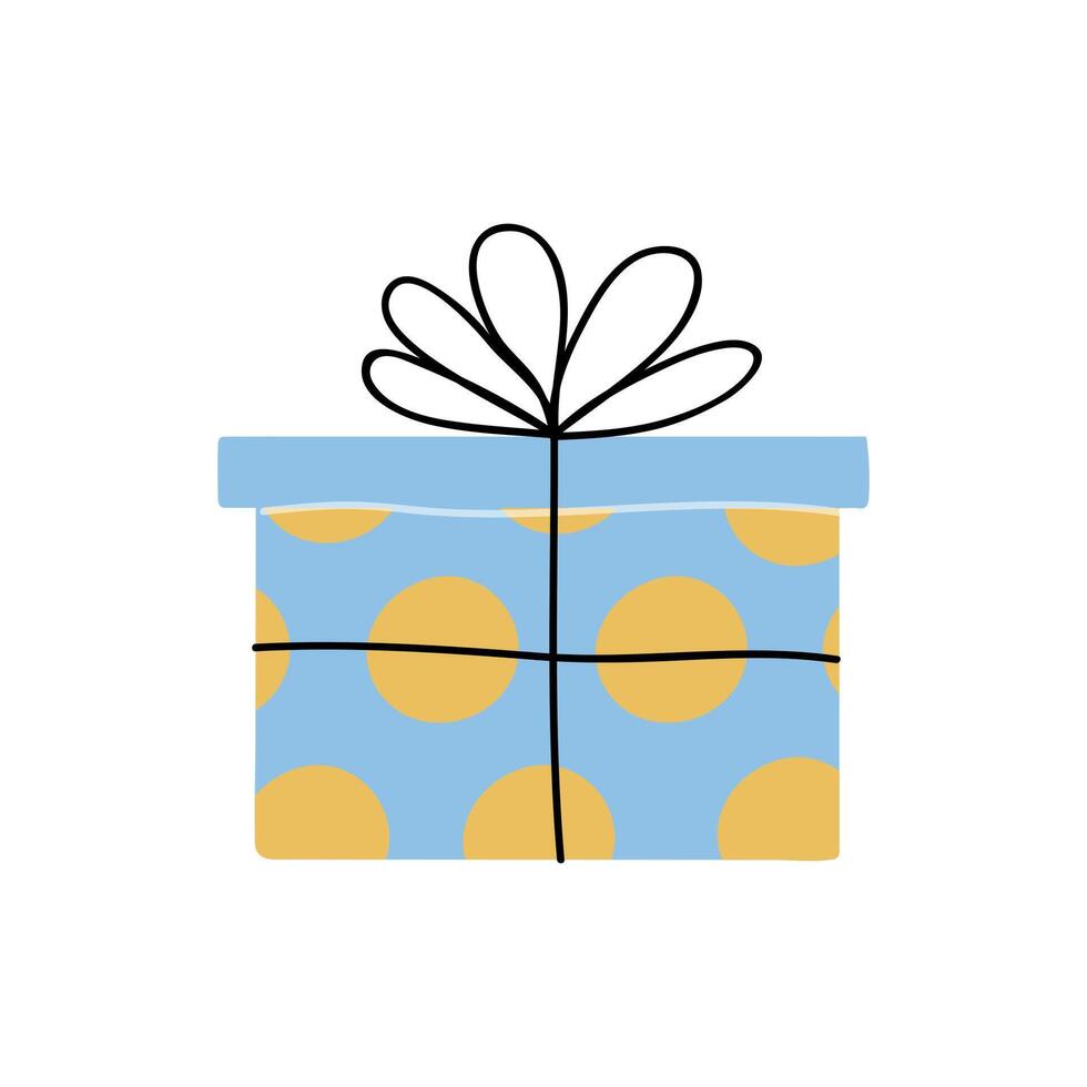 Colorful gift box with polka dots and decorative ribbon on a simple background vector