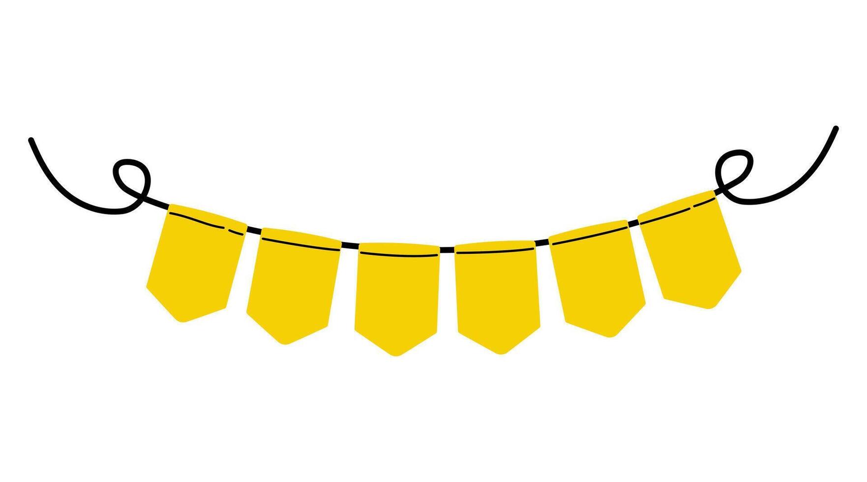 Colorful yellow banners hung for a festive celebration or event decoration vector