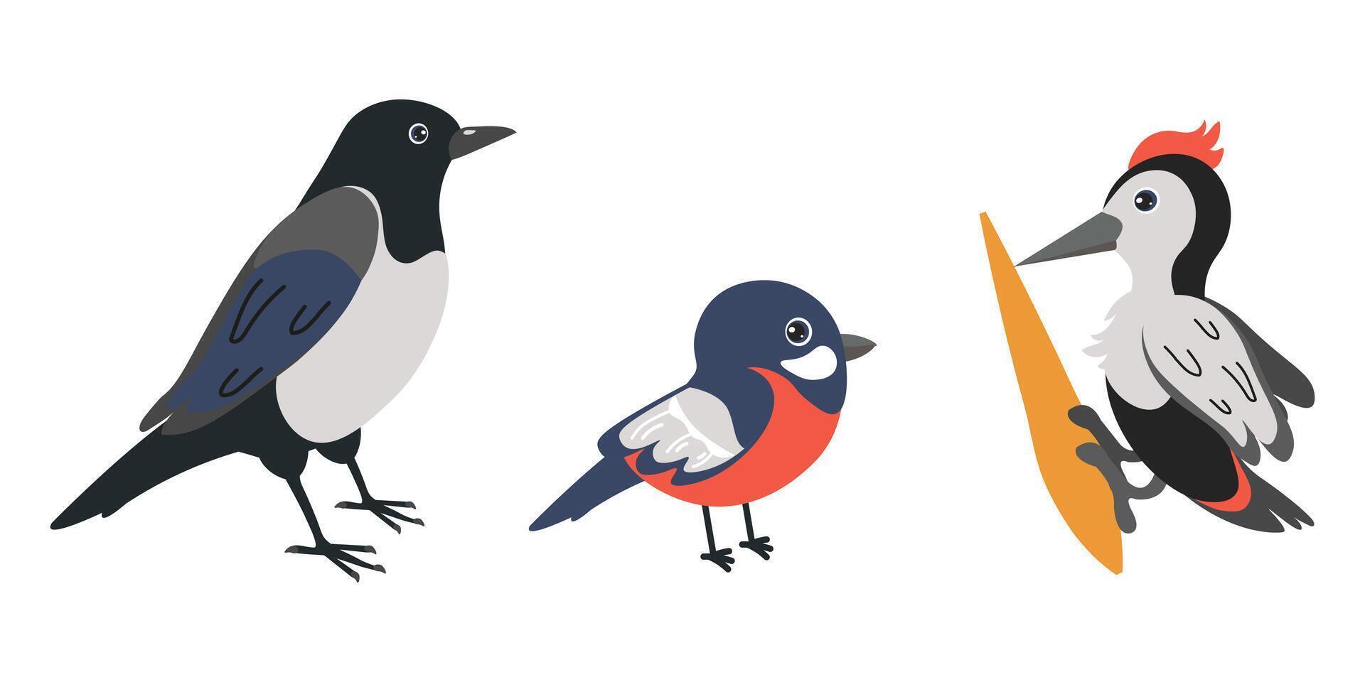 Colorful birds perched together in a playful illustration showcasing wildlife vector