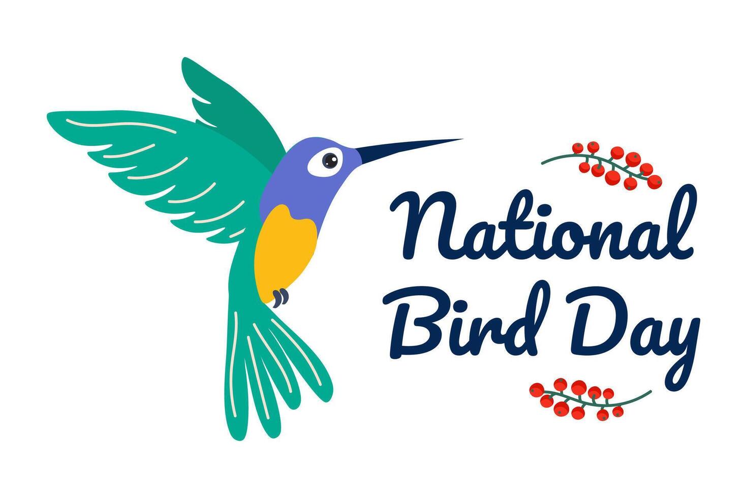 Celebrate National Bird Day with colorful hummingbirds and vibrant nature vector