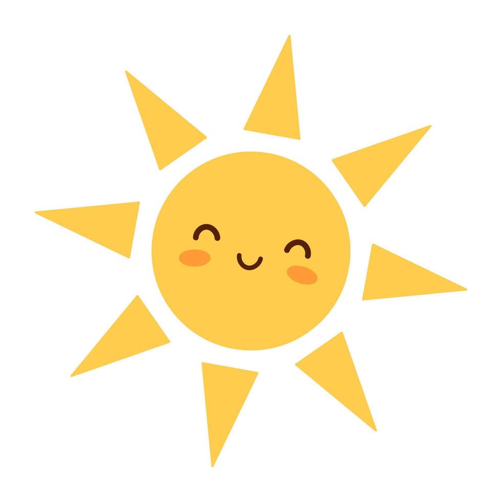 Cute smiling sun. Flat illustration isolated on white background vector