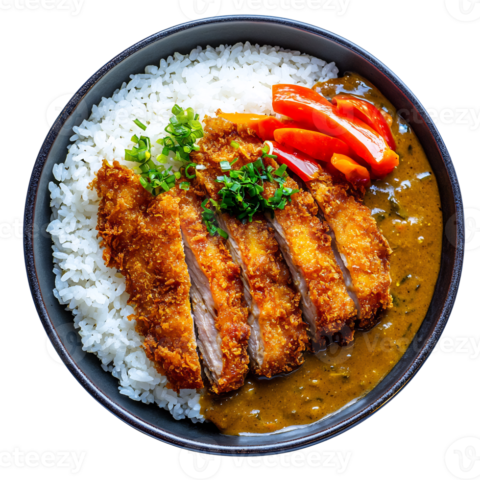 Aromatic Chicken Curry with Fluffy White Rice Served on Plate png