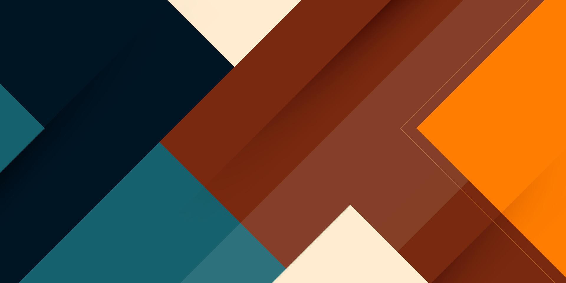 Trendy papercut abstract 3D background with colorful overlap green, orange, and brown square pattern on background. vector