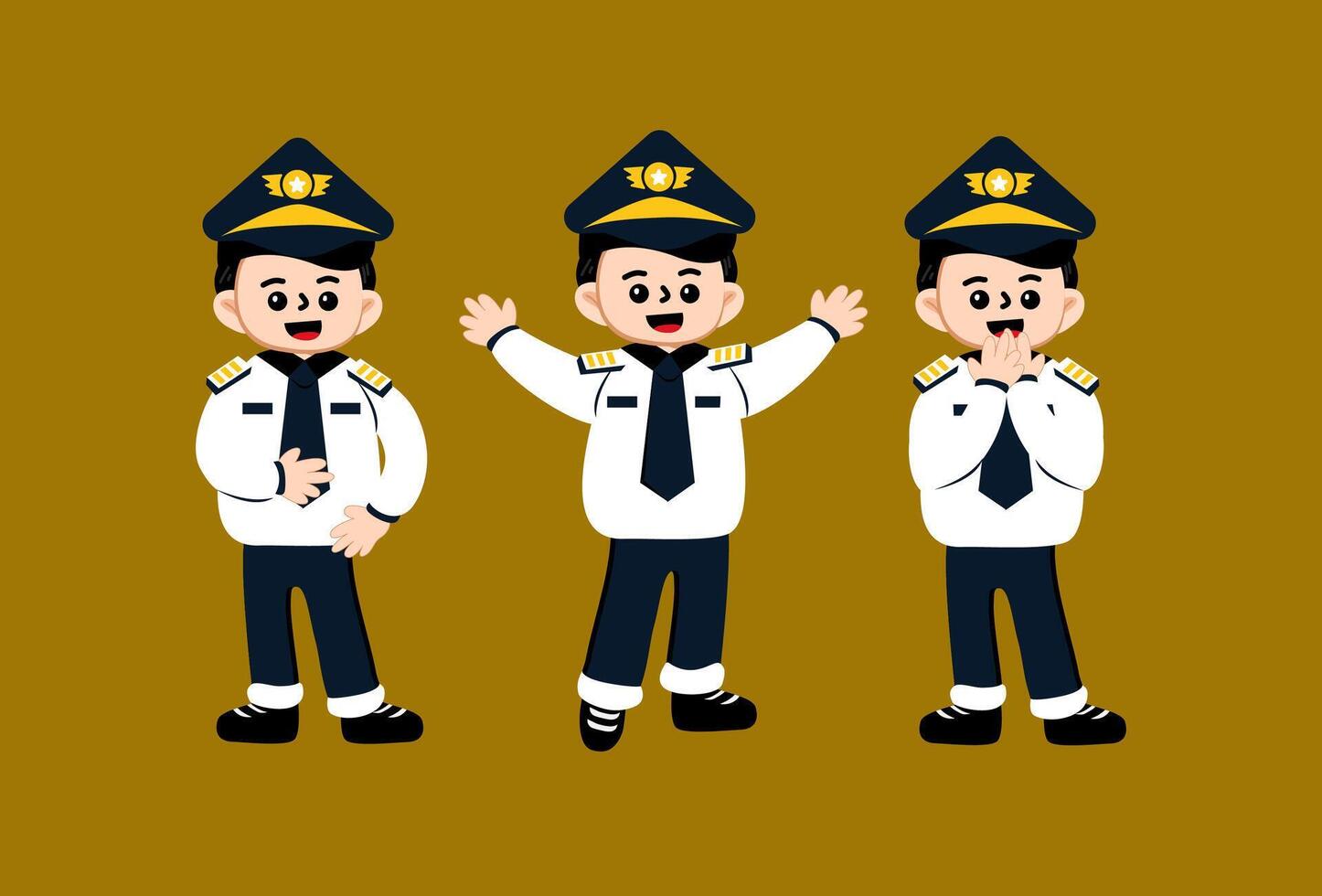 Illustration Kids Cute Wear Costume Profession Pilot vector
