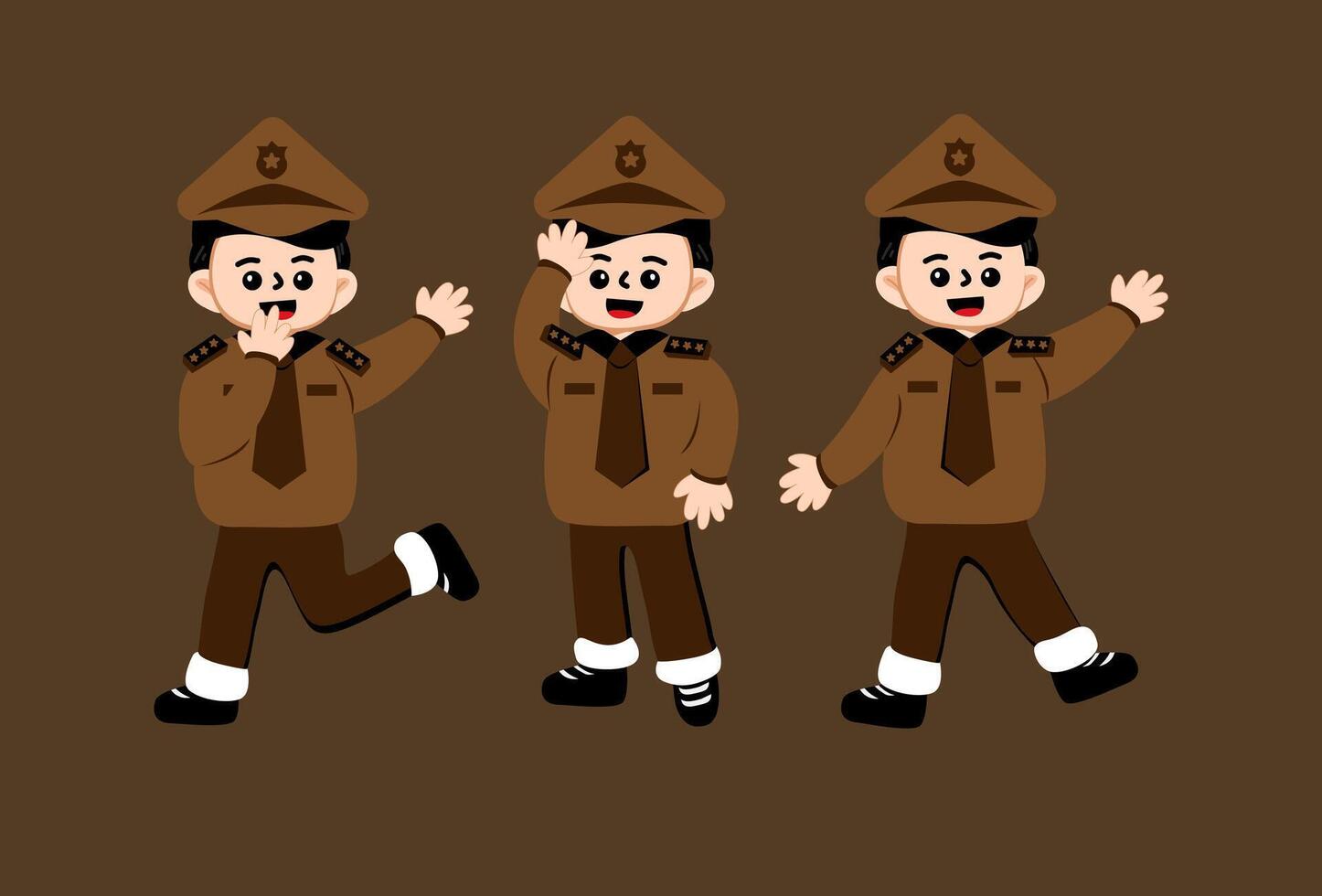 Illustration Kids Cute Wear Costume Profession Police vector