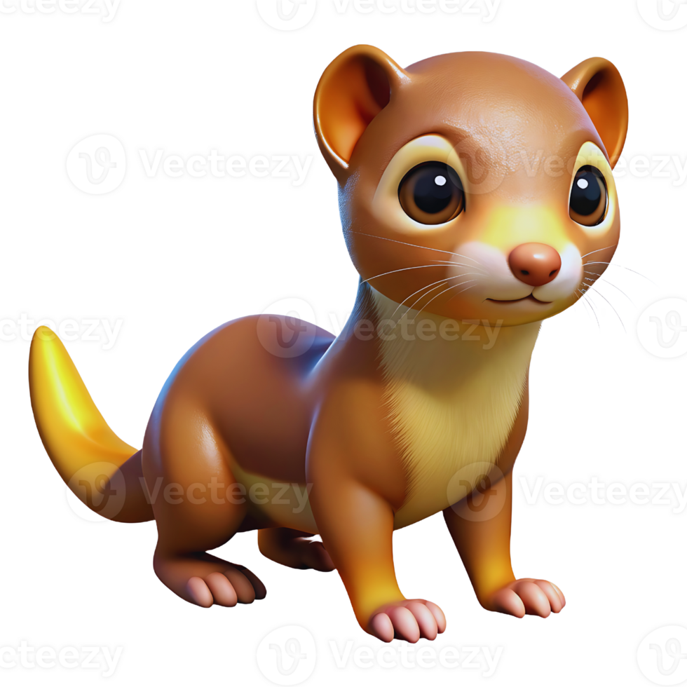 A cartoon brown weasel with big eyes png
