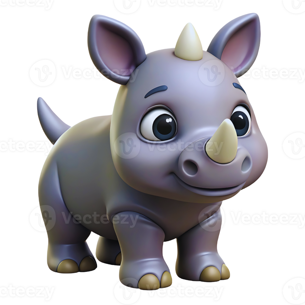 A cartoon rhino with a big smile png