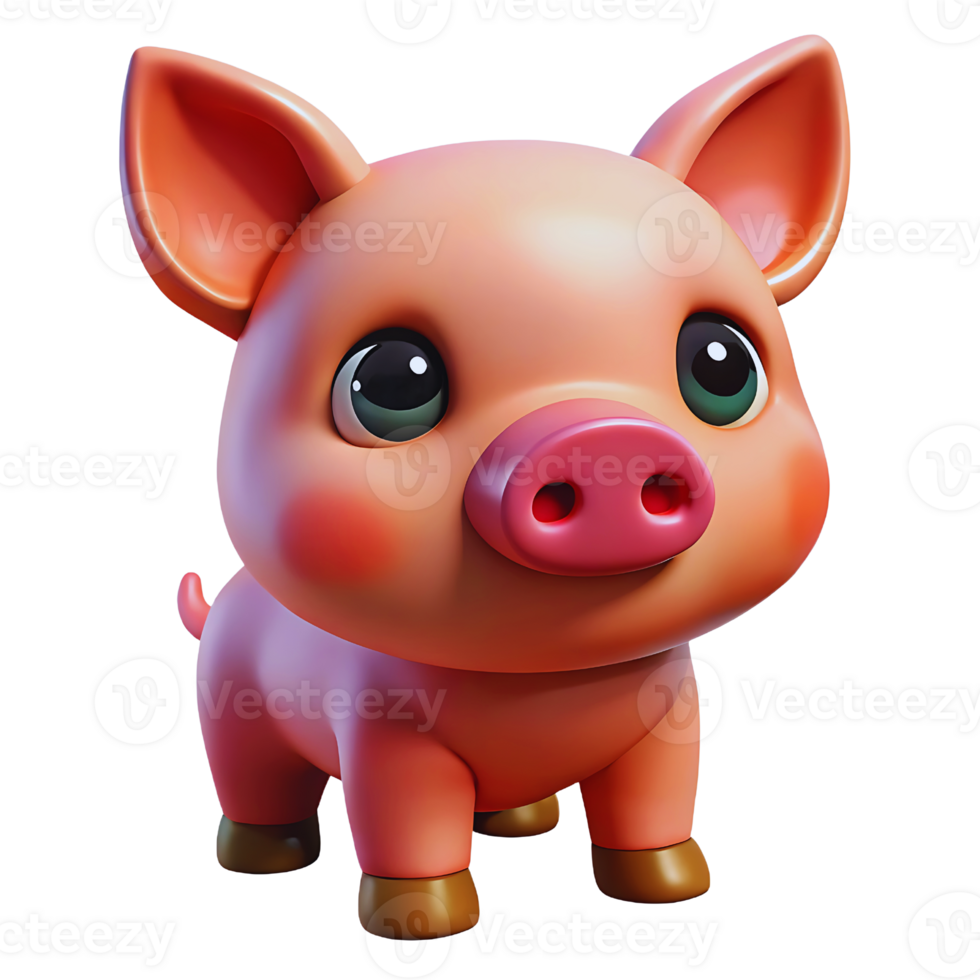 A small pig with big eyes and a big nose png