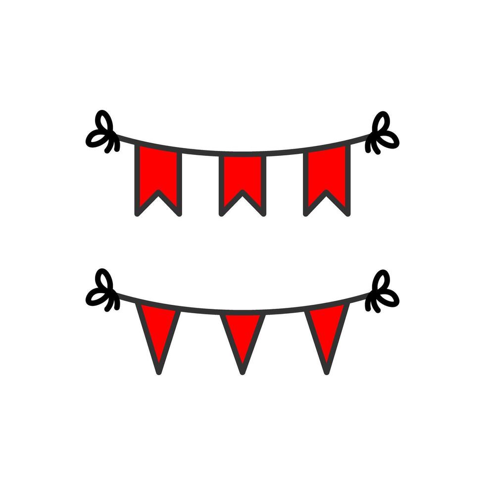 Red Bunting Flags Illustration Featuring Variations in Festive Designs vector