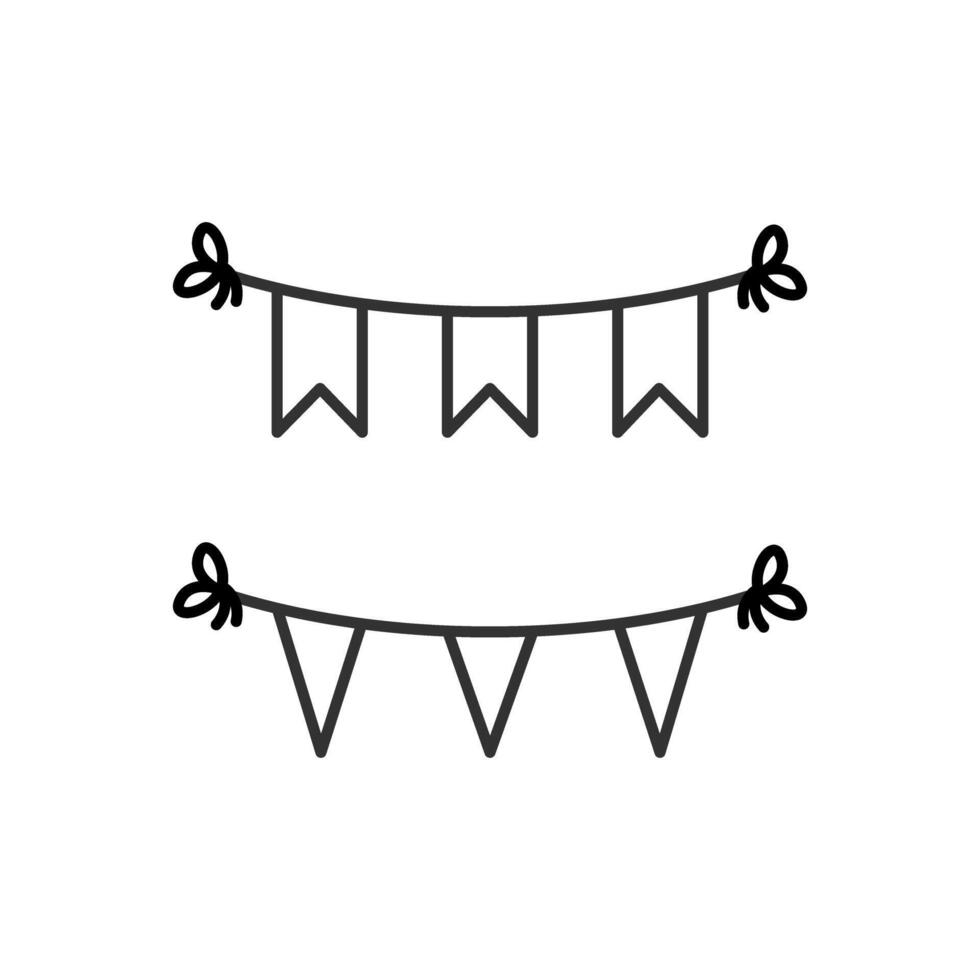 Outline Bunting Flags Illustration Featuring Variations in Festive Designs vector