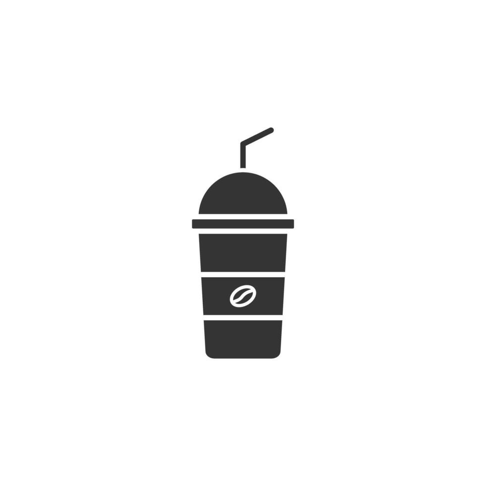 Silhouette of a Coffee Beverage in a Disposable Cup with Lid and Straw vector
