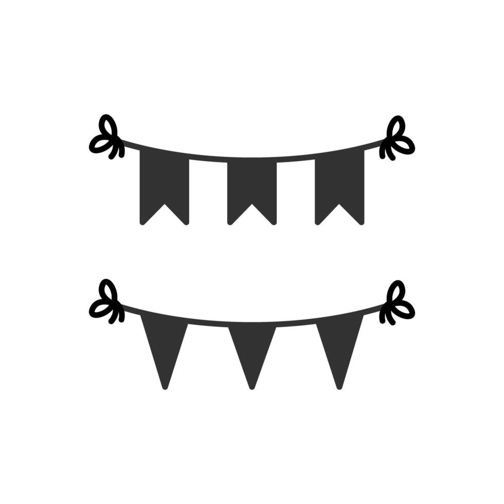 Silhouette Bunting Flags Illustration Featuring Variations in Festive Designs vector