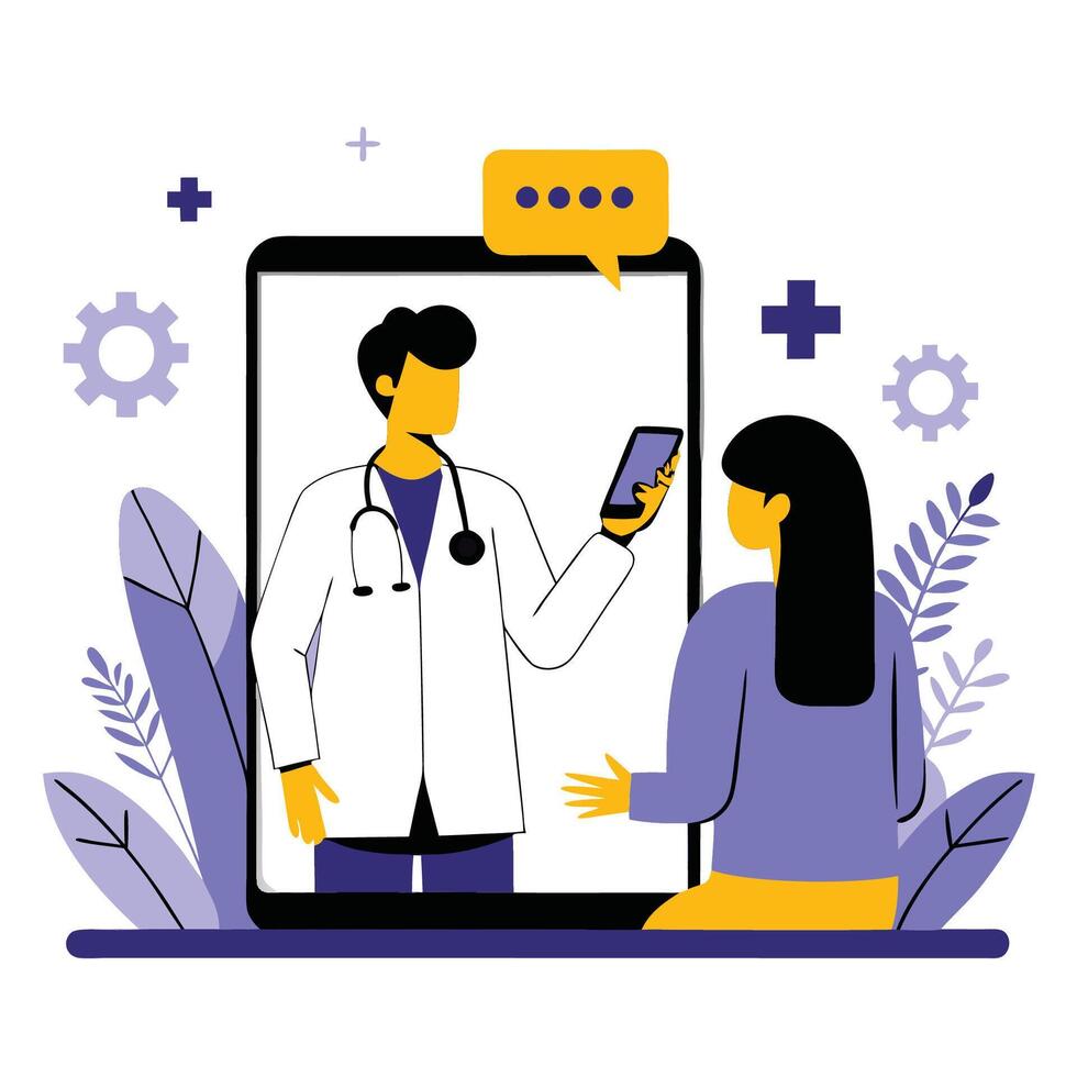 Telemedicine Remote Healthcare at Your Fingertips vector