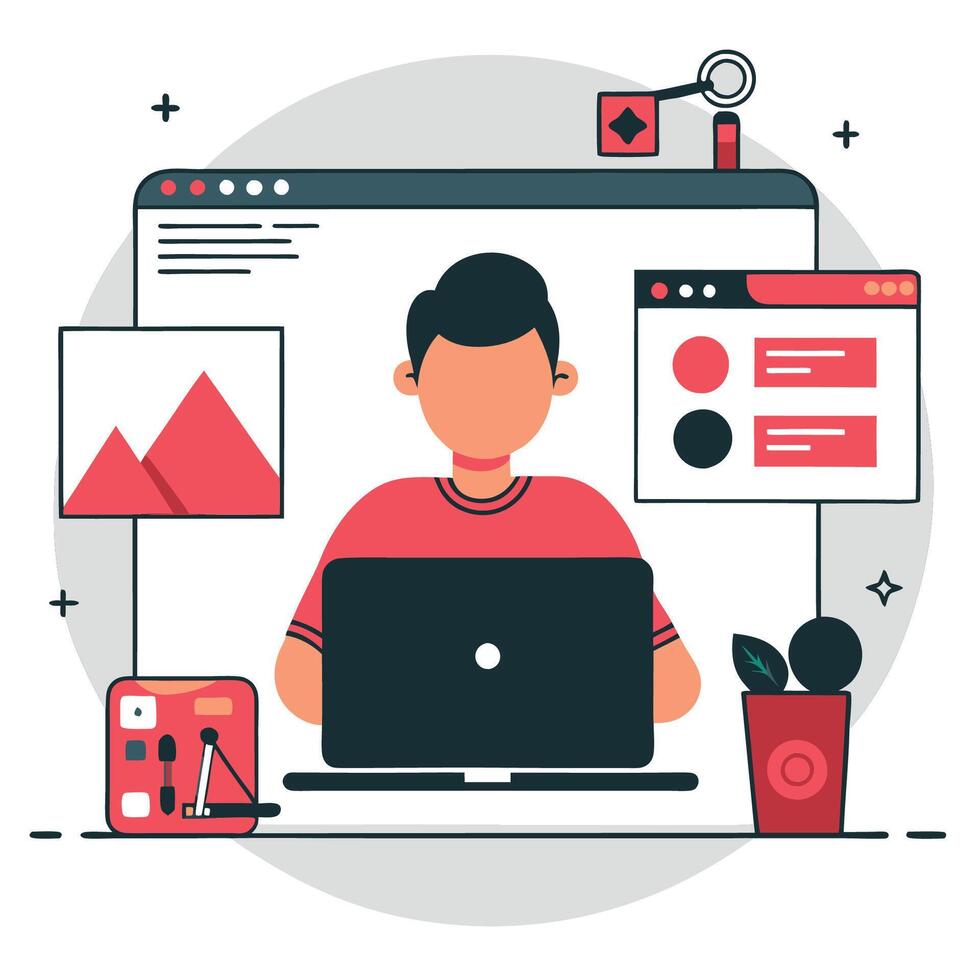 Illustrative Guide to Website Creation with Conceptual Design vector