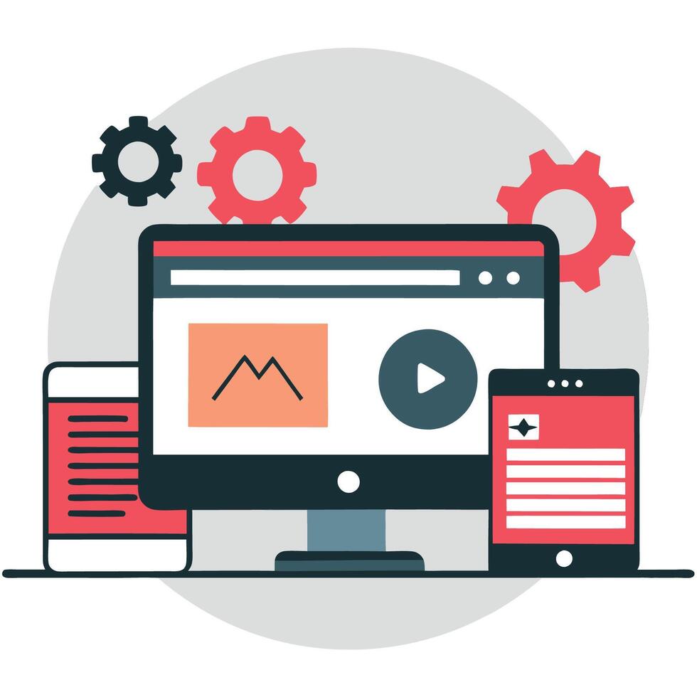 Illustrative Concept of Implementing a Professional Website Setup vector