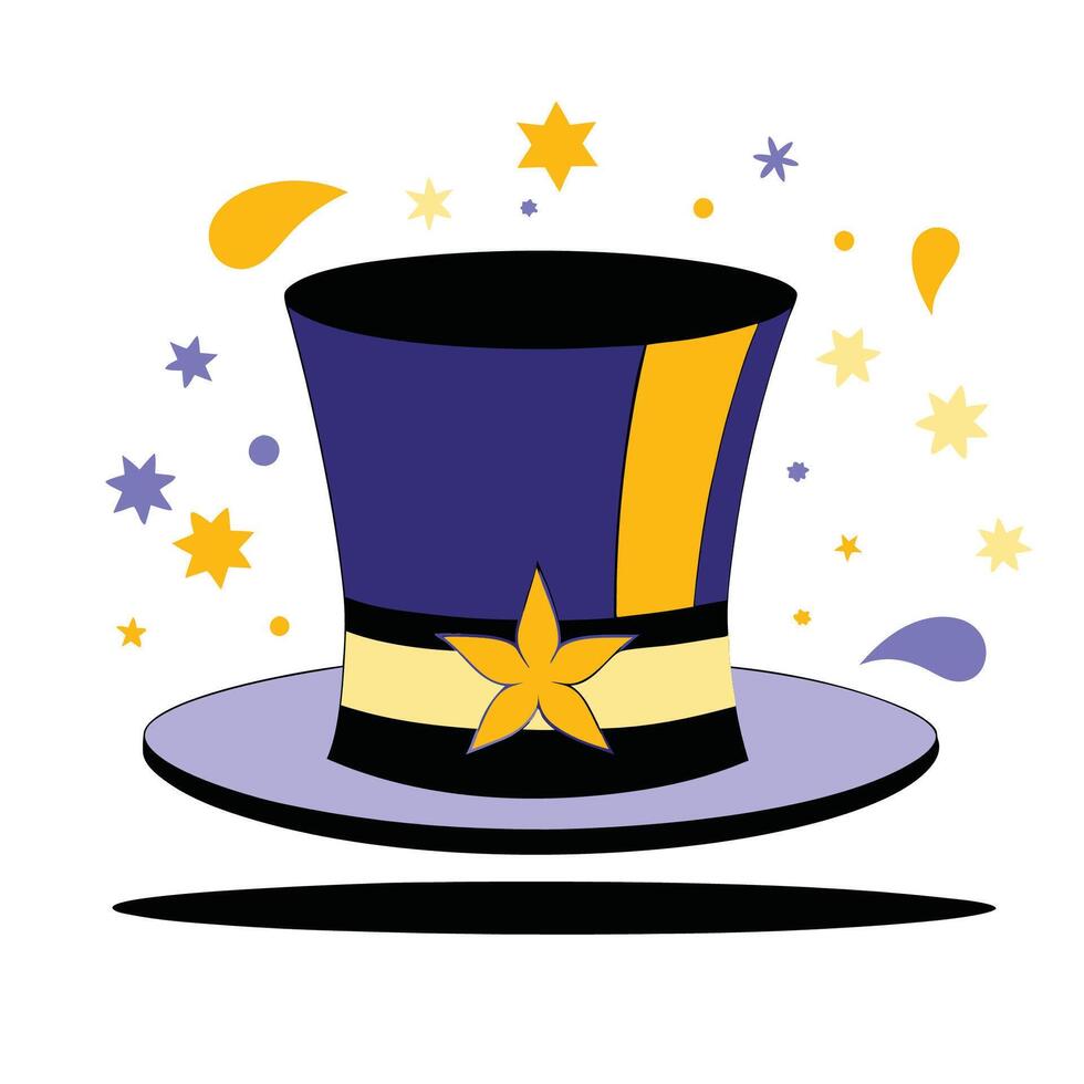 Conceptual Illustration Depicting a Top Hat with Abstract Elements vector