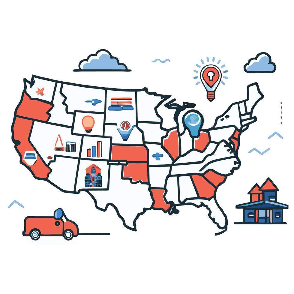 Abstract Conceptual Illustration of the Contiguous United States vector