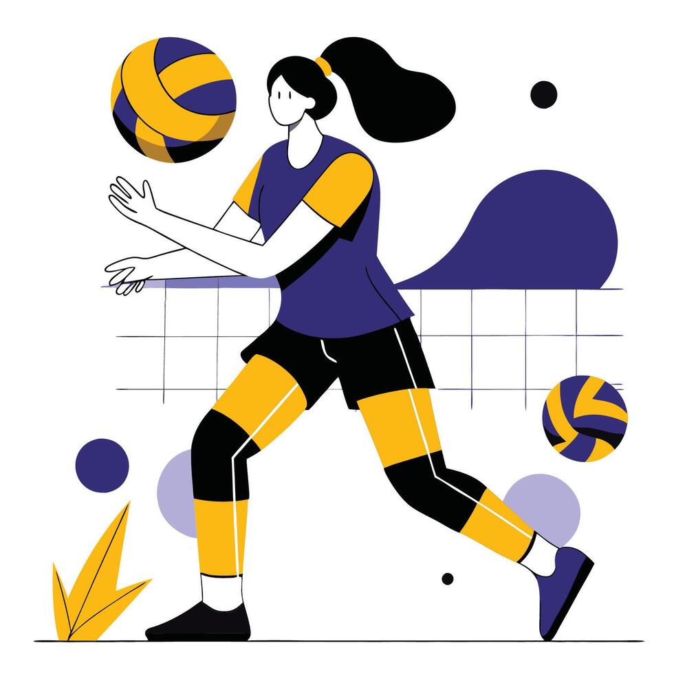Dynamic Concept Illustration of a Volleyball Player in Action vector