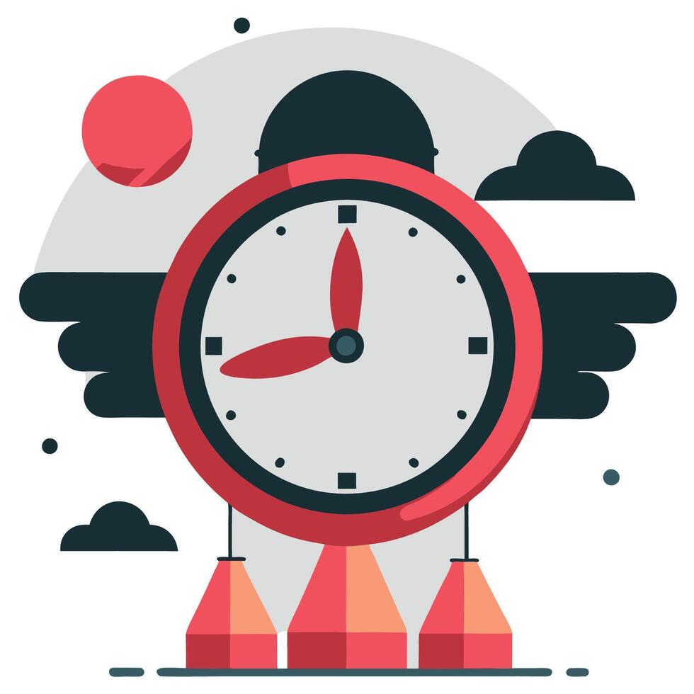Time Flies Represented by Analogy of Clock Hands and Wings vector