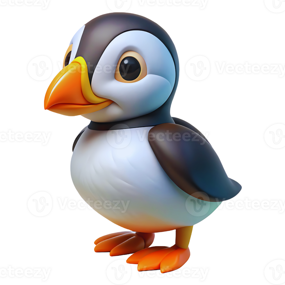 Puffin bird 3d model png