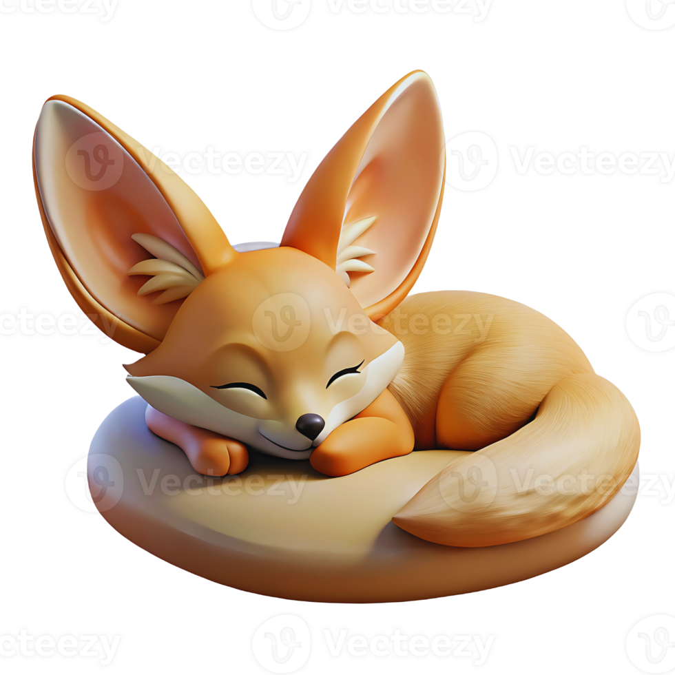 A sleeping fox is on a pillow png