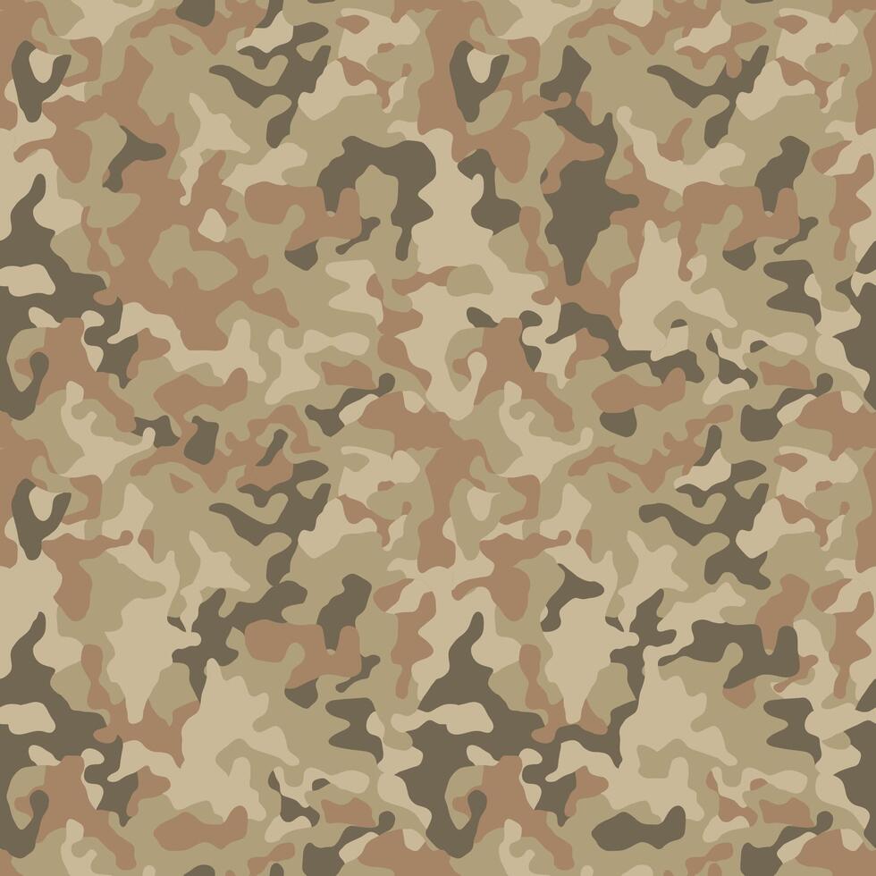 Military background of soldiers sand brown camo. Camouflaging seamless pattern. Modern camo texture for army clothing. Textile print vector