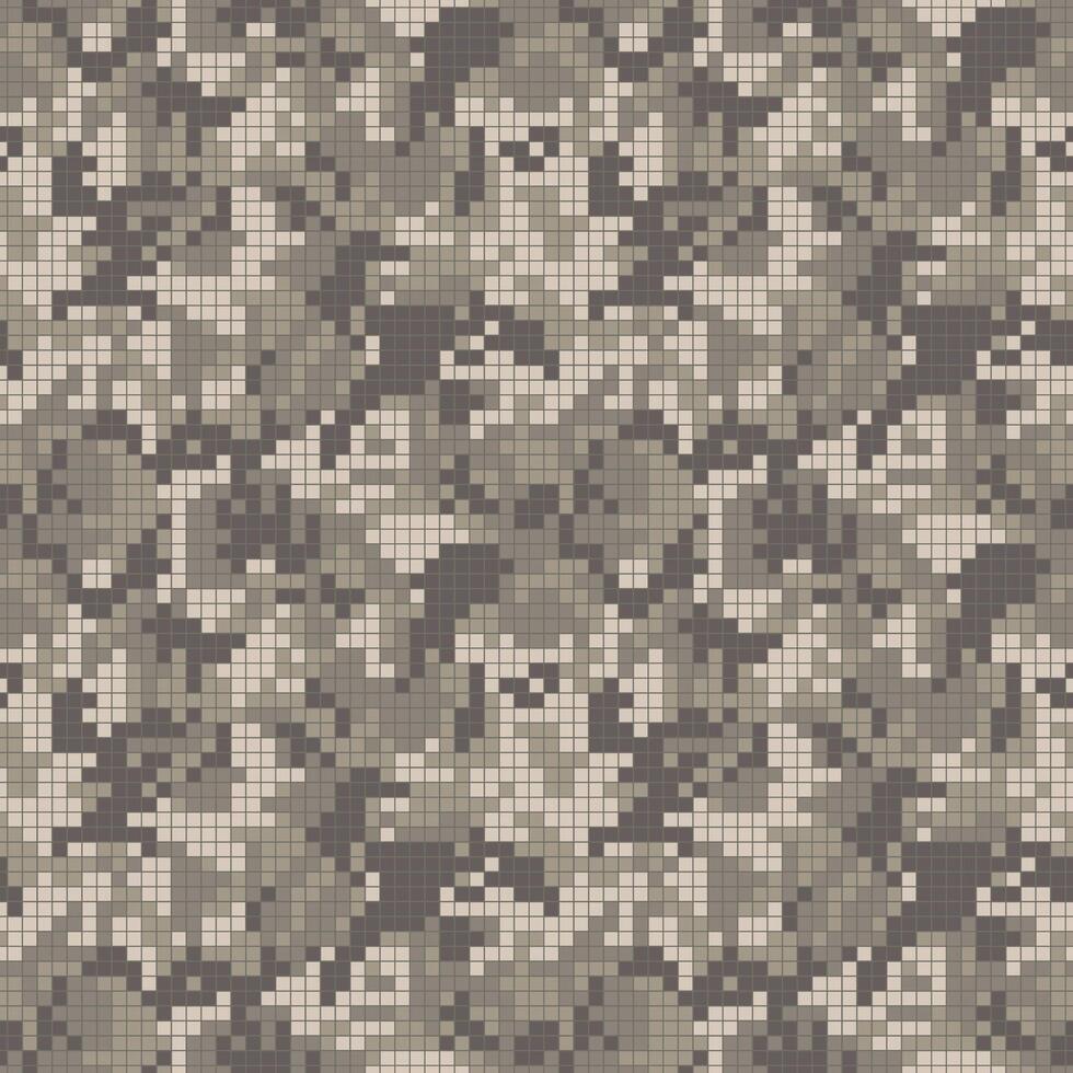 Digital military camouflage. Seamless camo pattern. Halftone pixel mosaic background. Sand brown masking colors. Abstract texture for print on fabric, textile or paper vector