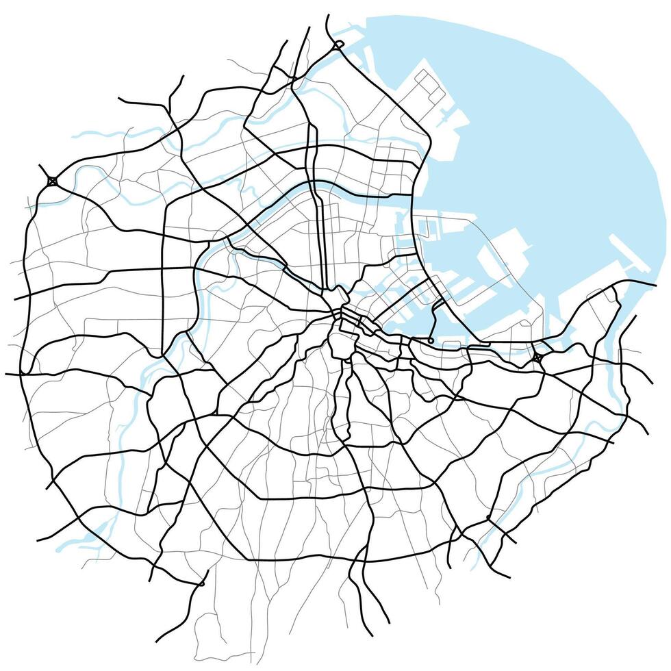 Tokyo city map, town streets on the plan. Monochrome line map of the scheme of road. Urban environment, architectural background vector