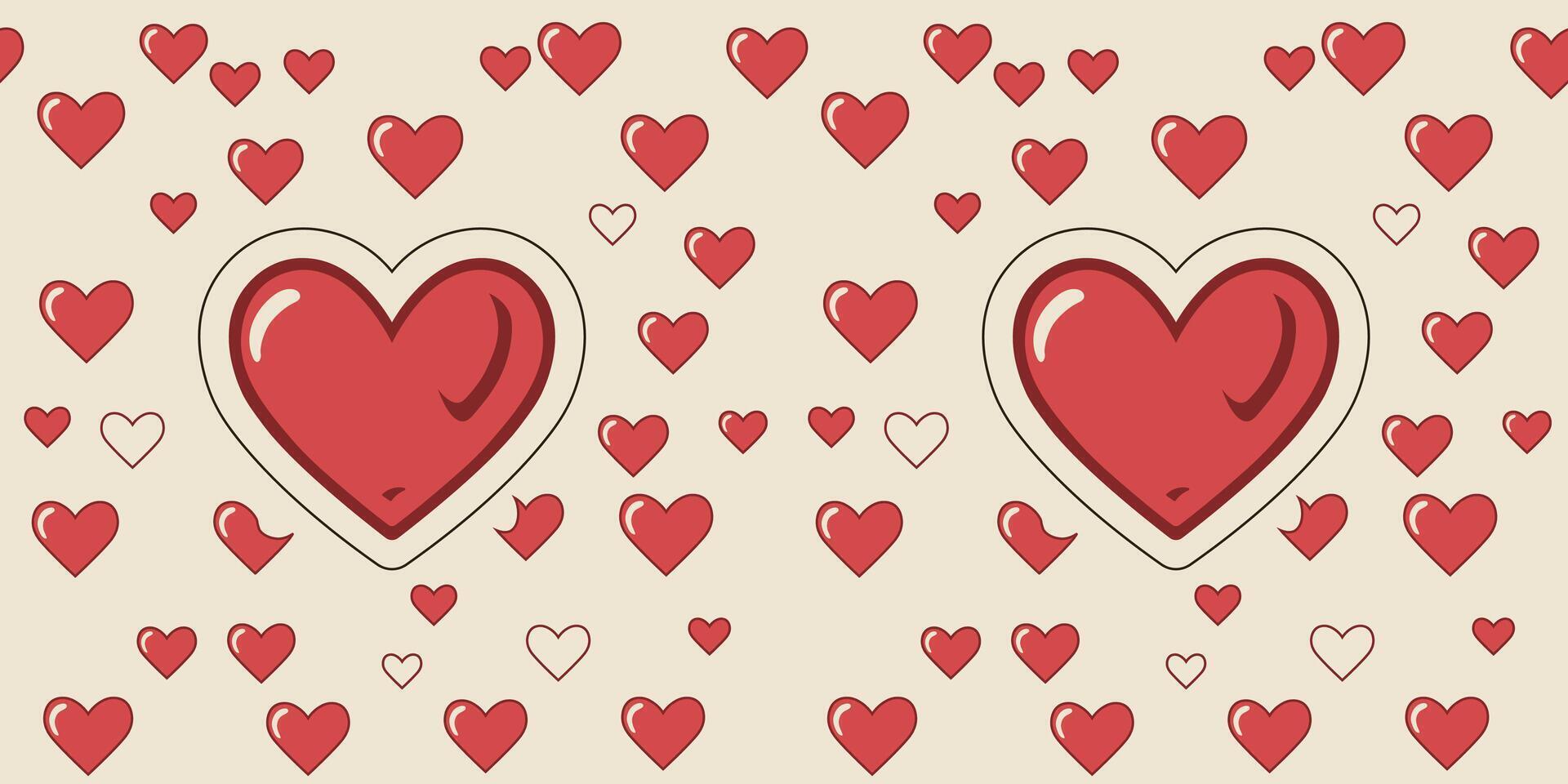 Red Love Valentine's Day Seamless Pattern vector