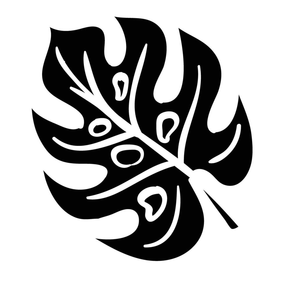 a black and white illustration of a monstera leaf vector