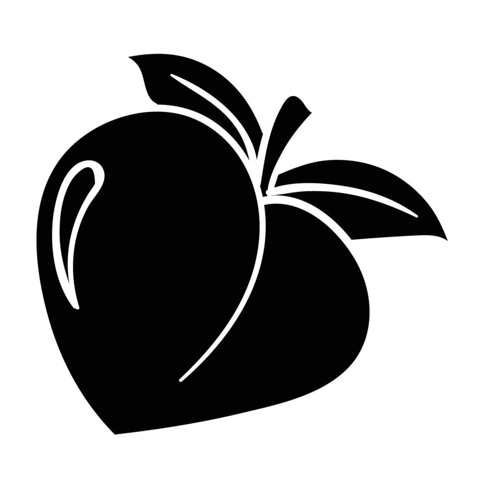 a black and white peach icon on a white background vector