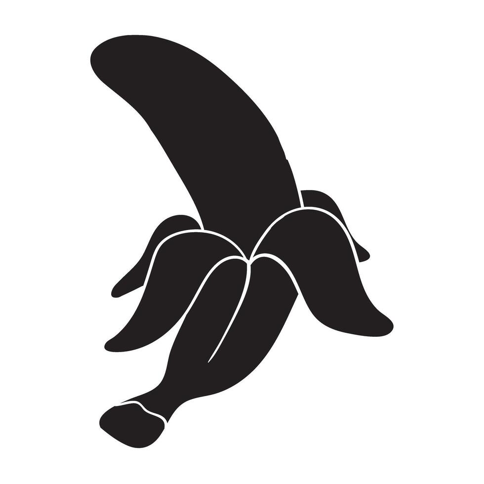 a black and white illustration of a banana vector