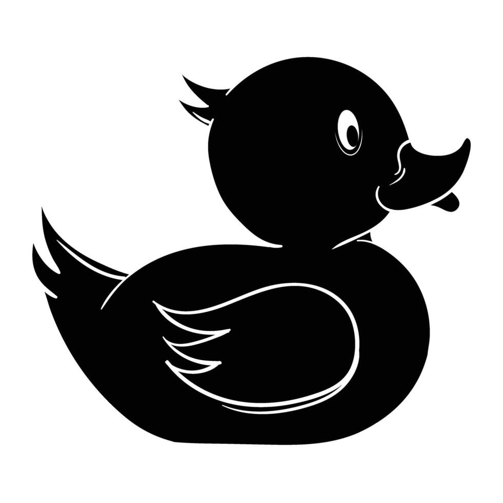 a black and white silhouette of a duck vector