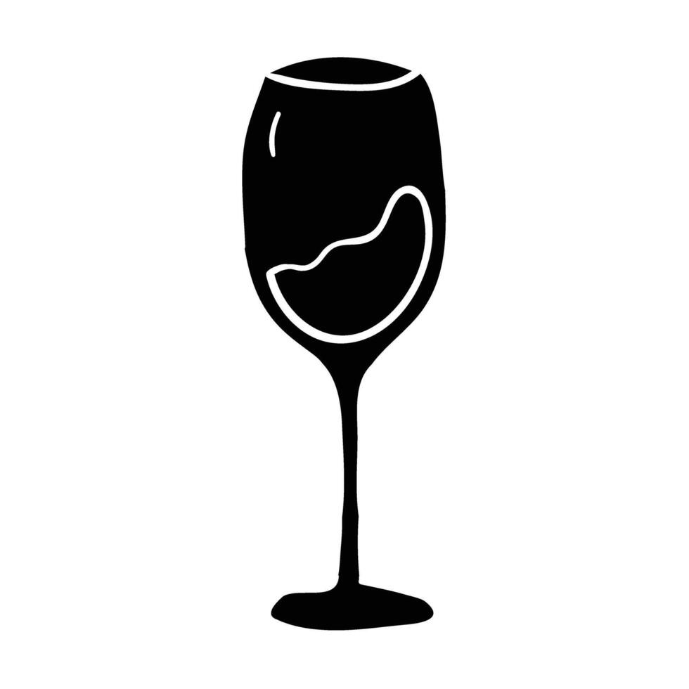 a black and white illustration of a wine glass vector