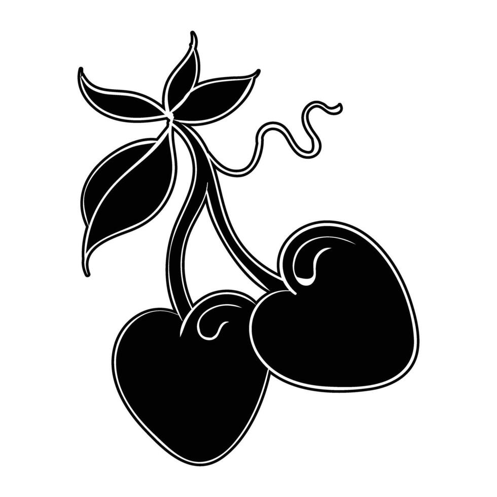black and white illustration of cherries vector