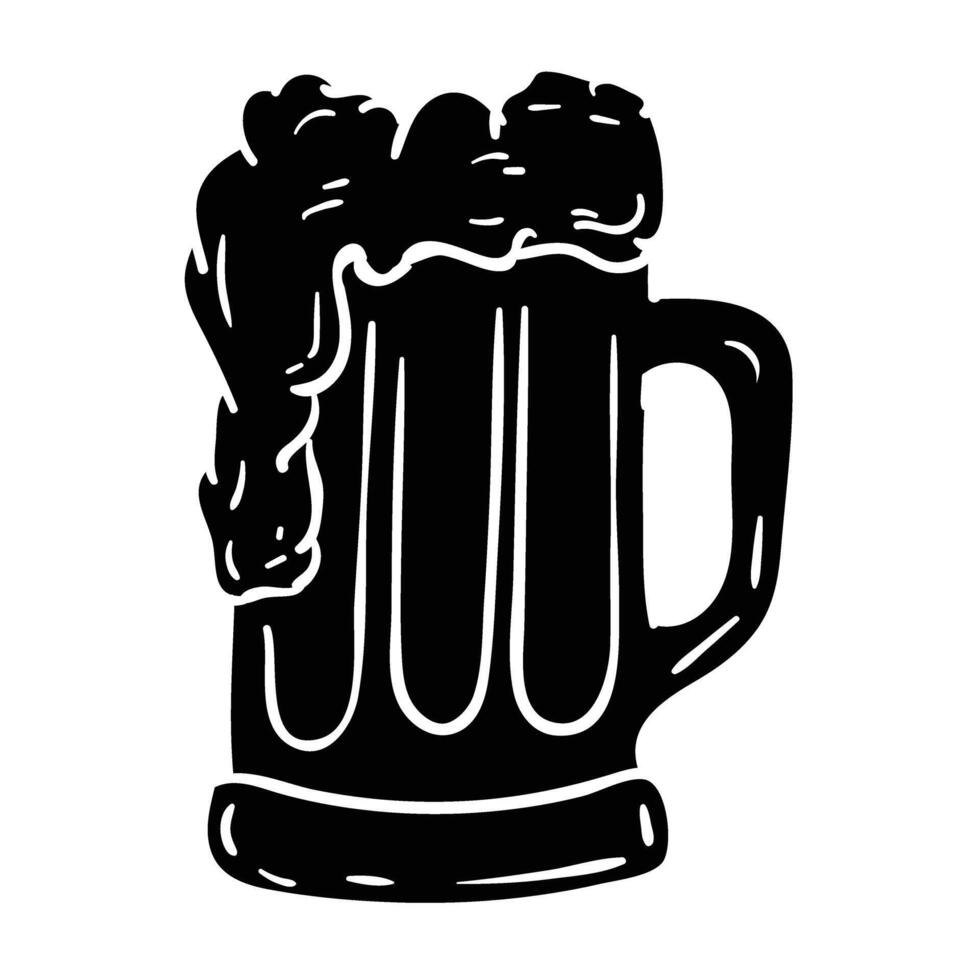beer mug icon black and white illustration vector
