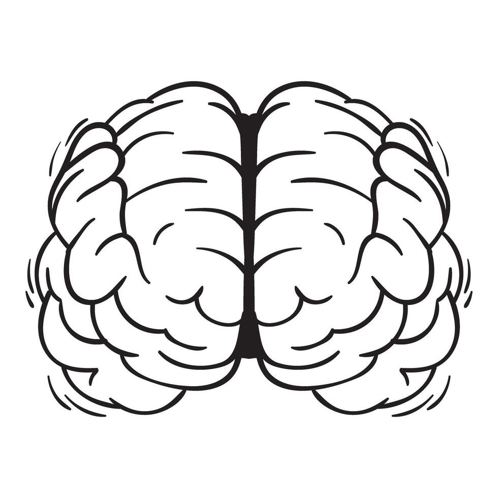 a black and white drawing of a brain vector