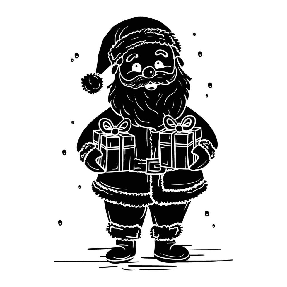 santa claus with presents illustration vector