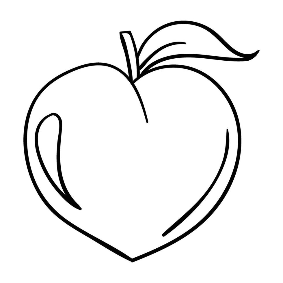 a black and white drawing of a peach vector