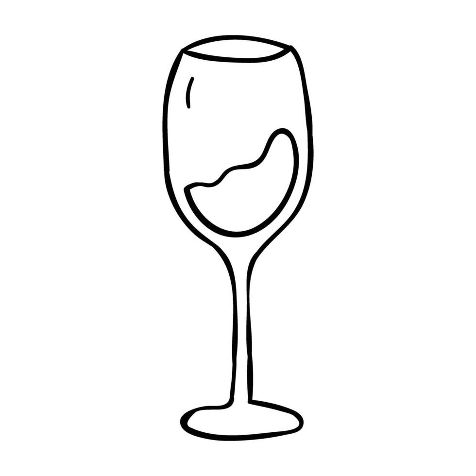 a drawing of a wine glass with a slice of bread vector