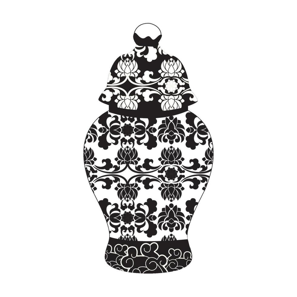 Chinese decorative vase pattern illustration vector