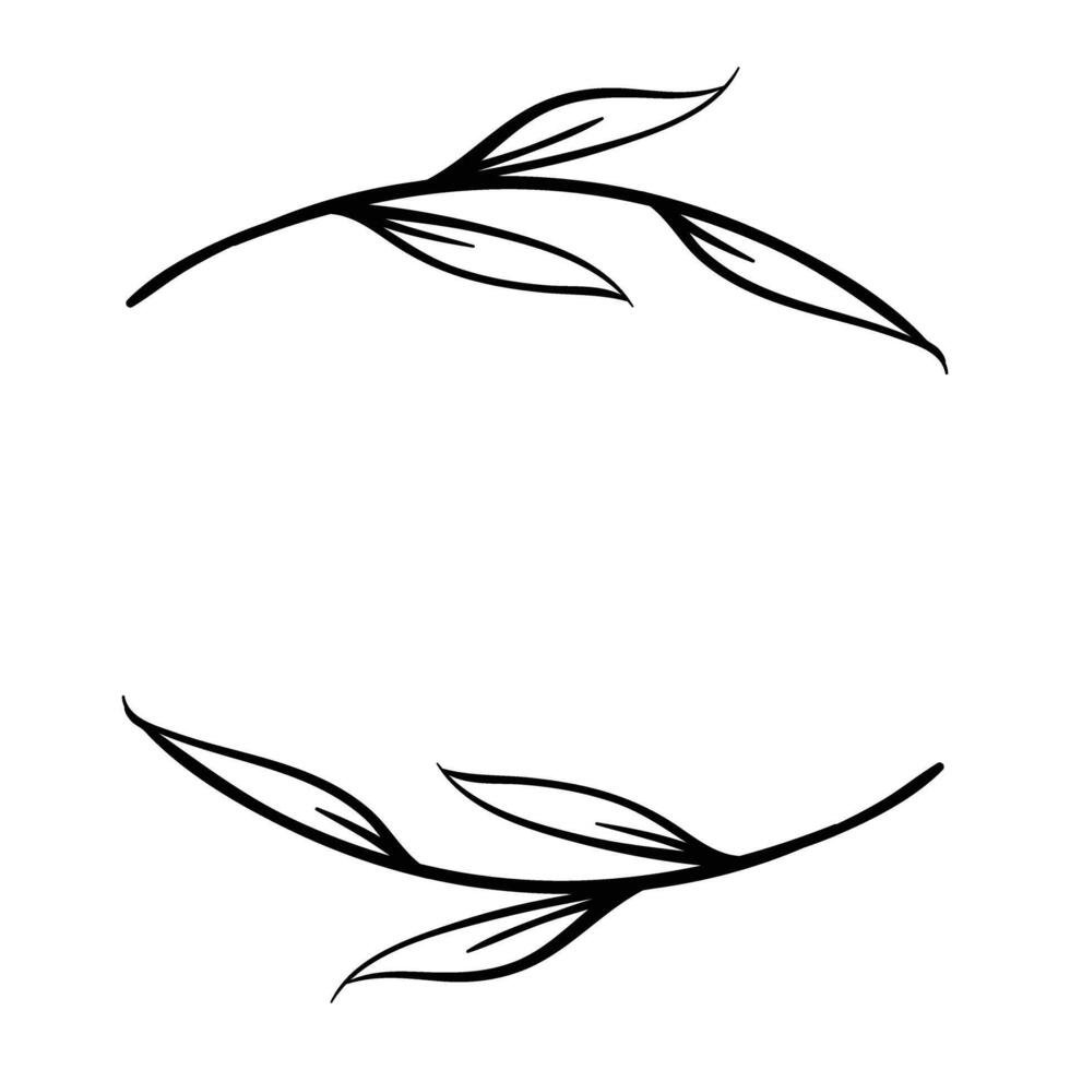 a black and white drawing of a leaf wreath vector